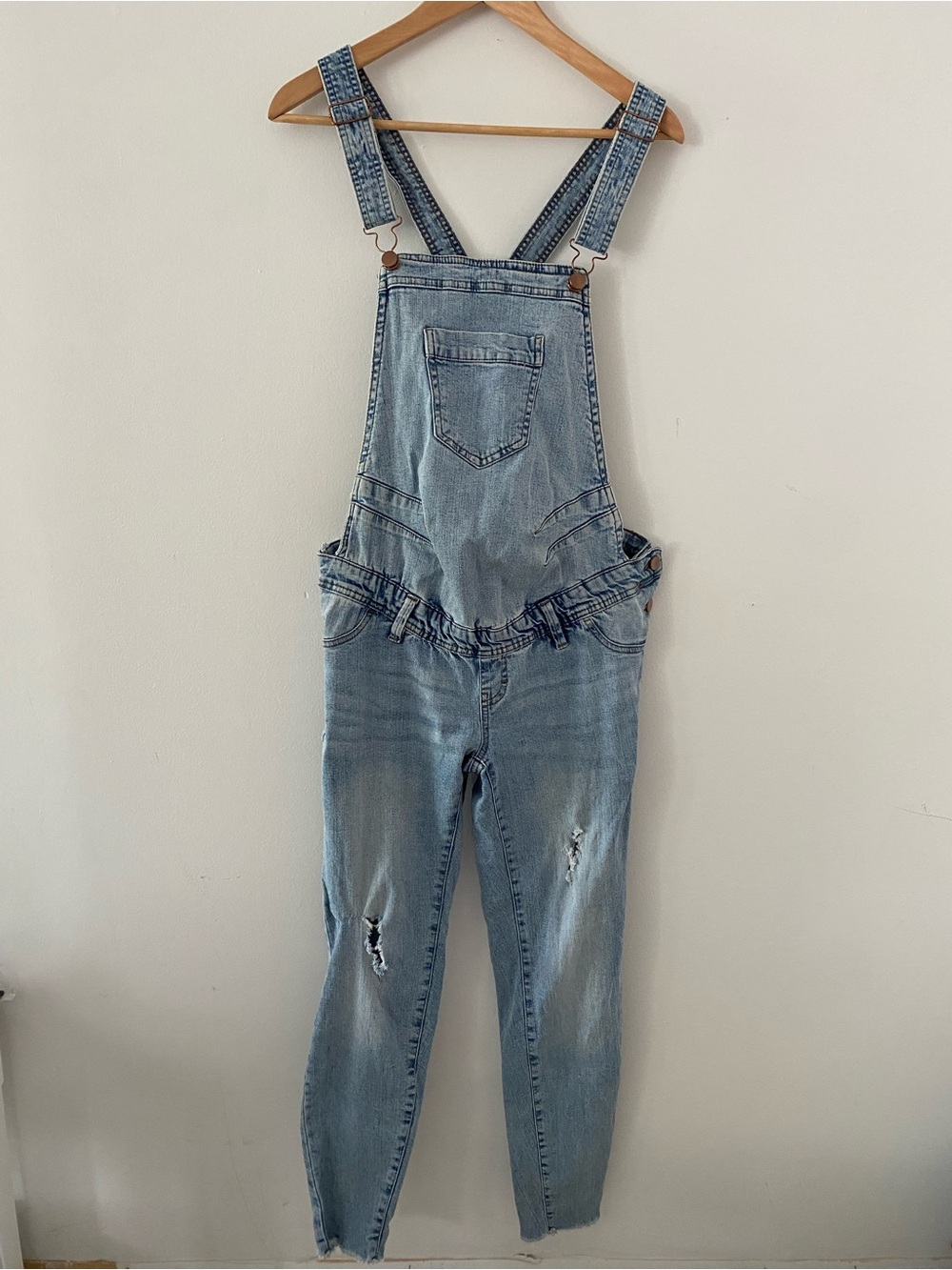 Maternity Denim Overalls Paisley Sky